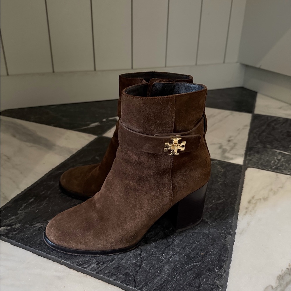 Women's Brown Suede Tory Burch Heel Ankle Boots
